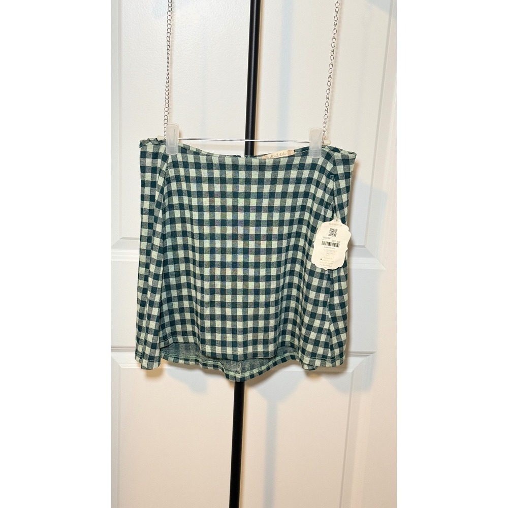 NEW! Altar'd State Womens Green Gingham Mini Skirt Pockets Size M